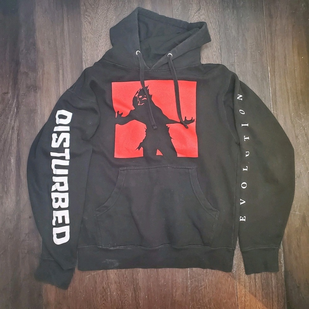 Disturbed Hoodue Evolution Graphic Print Pullover Sweatshirt Men's Black Small